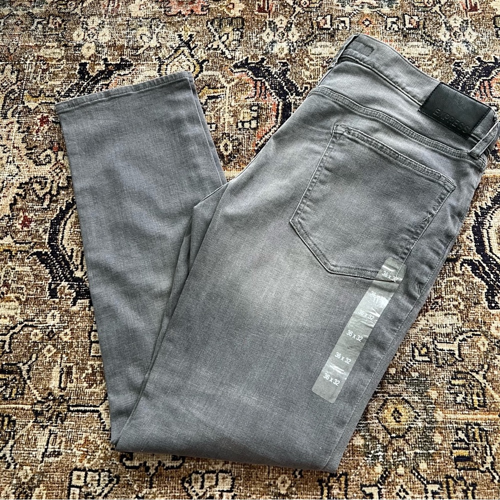 Express mens jeans gray slim stretch + performance NWT W36 L32